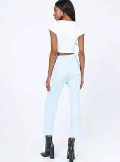 Princess Polly Ginny Ribbed Knit Pants Blue Hot