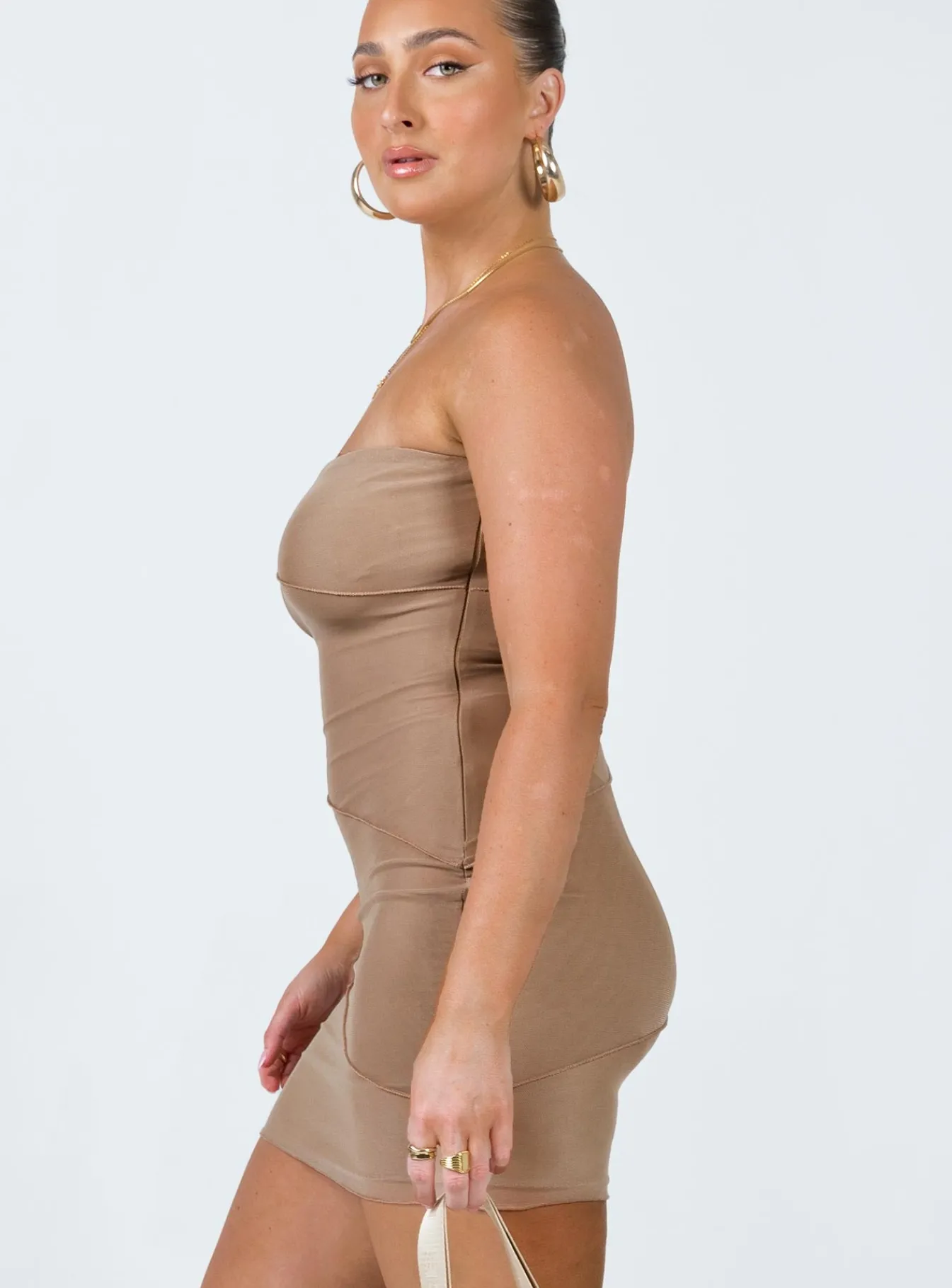 Princess Polly Giorgia Strapless Mini Dress Beige Sale
