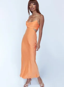 Princess Polly Giselle Midi Dress Orange Cheap