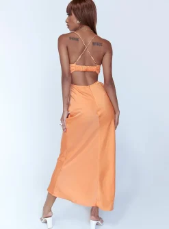 Princess Polly Giselle Midi Dress Orange Cheap