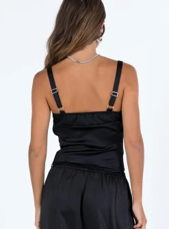 Princess Polly Golda Satin Corset Top Black Discount