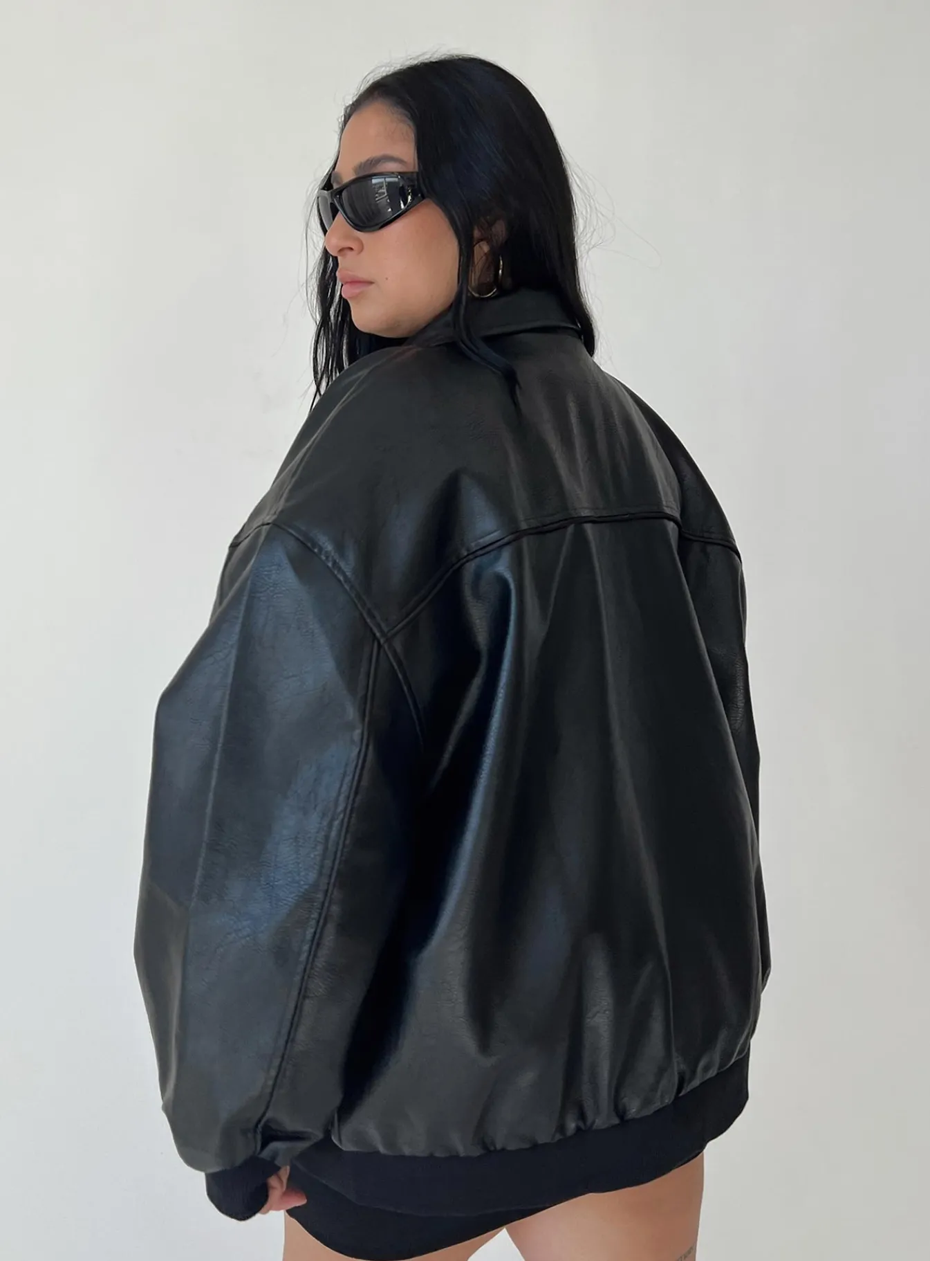 Princess Polly Goldsmith Pu Bomber Jacketcurve Black Cheap