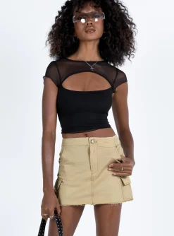 Princess Polly Goodburn Mini Skirt  Beige Shop
