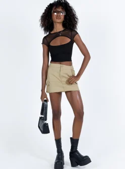 Princess Polly Goodburn Mini Skirt Beige Shop