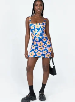 Princess Polly Gracen Mini Dressmulti Blue Flash Sale