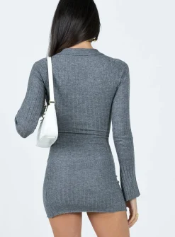 Princess Polly Grecia Knit Mini Dress Grey Clearance