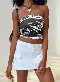 Princess Polly Grishea Low Rise Denim Skirt  White Cheap