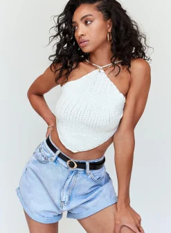 Princess Polly Gun Barrel City High Waisted Shorts  Pale Blue Hot