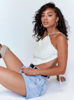 Princess Polly Gun Barrel City High Waisted Shorts  Pale Blue Hot