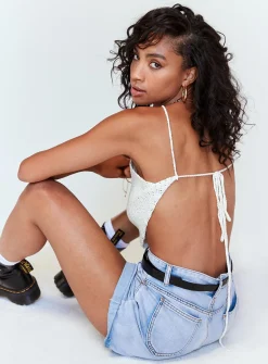 Princess Polly Gun Barrel City High Waisted Shorts  Pale Blue Hot