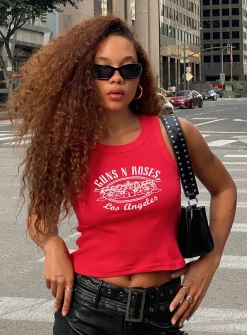 Princess Polly Guns N' Roses Tank Top Red Outlet