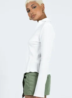 Princess Polly Haddock Long Sleeve Top  White Flash Sale