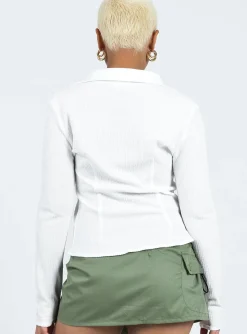 Princess Polly Haddock Long Sleeve Top  White Flash Sale
