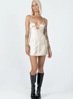 Princess Polly Hadleigh Mini Dress Champagne Flash Sale