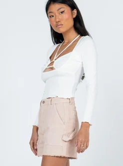 Princess Polly Hadley Mid Rise Shorts Beige Cheap