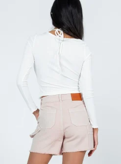 Princess Polly Hadley Mid Rise Shorts Beige Cheap