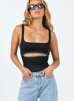 Princess Polly Halse Bodysuit  Black Sale