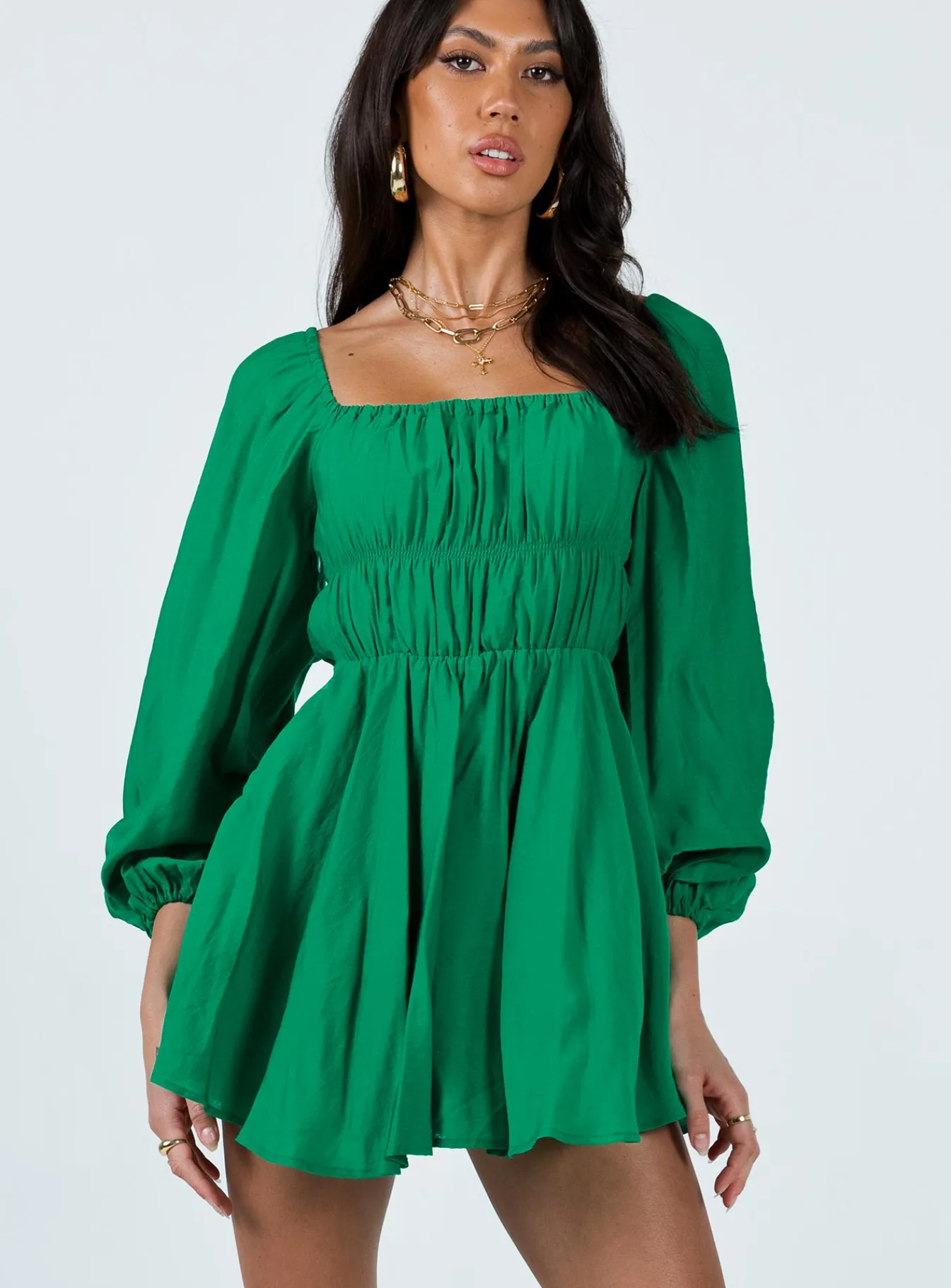 Princess Polly Halton Long Sleeve Mini Dress Green Online