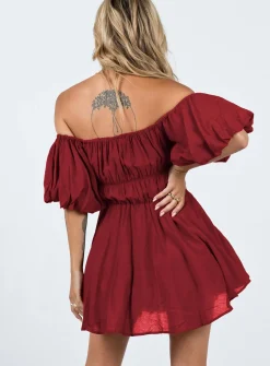 Princess Polly Halton Mini Dress  Burgundy Hot