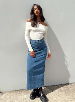 Princess Polly Harbenmaxi Skirt   Denim Cheap