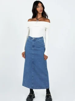 Princess Polly Harbenmaxi Skirt   Denim Cheap