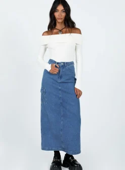 Princess Polly Harbenmaxi Skirt Denim Cheap