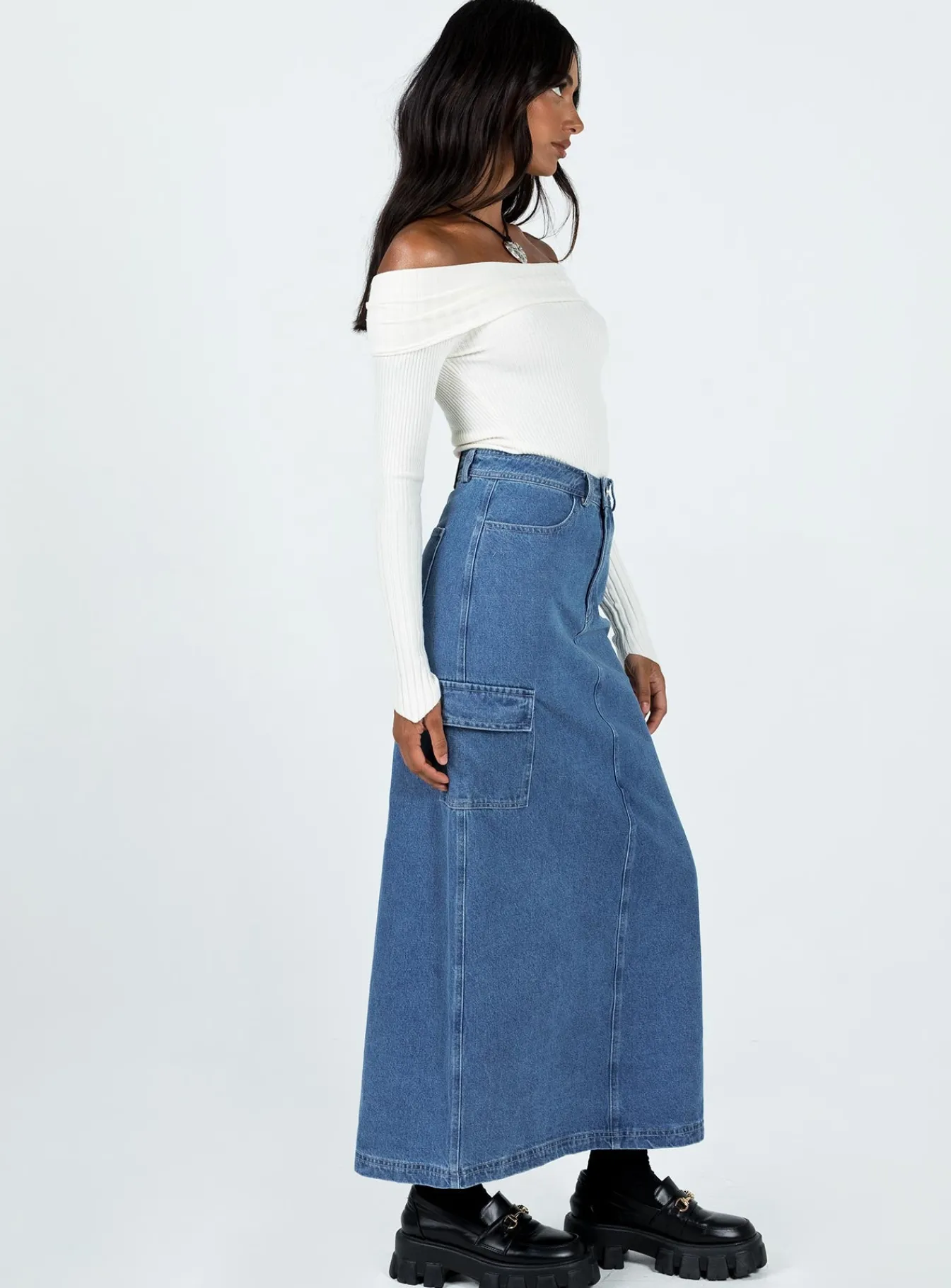 Princess Polly Harbenmaxi Skirt Denim Cheap