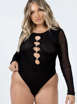 Princess Polly Harlee Long Sleeve Bodysuit  Black Store