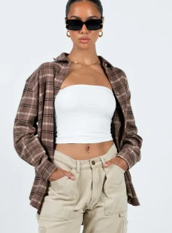 Princess Polly Harleigh Shirt  Brown Discount