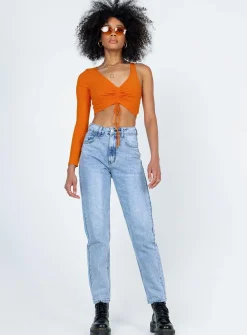 Princess Polly Harlow Long Sleeve Top  Orange Best Sale