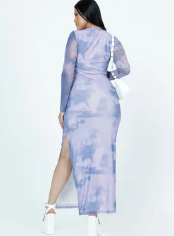 Princess Polly Harlowe Mesh Maxi Dressmulti Blue New