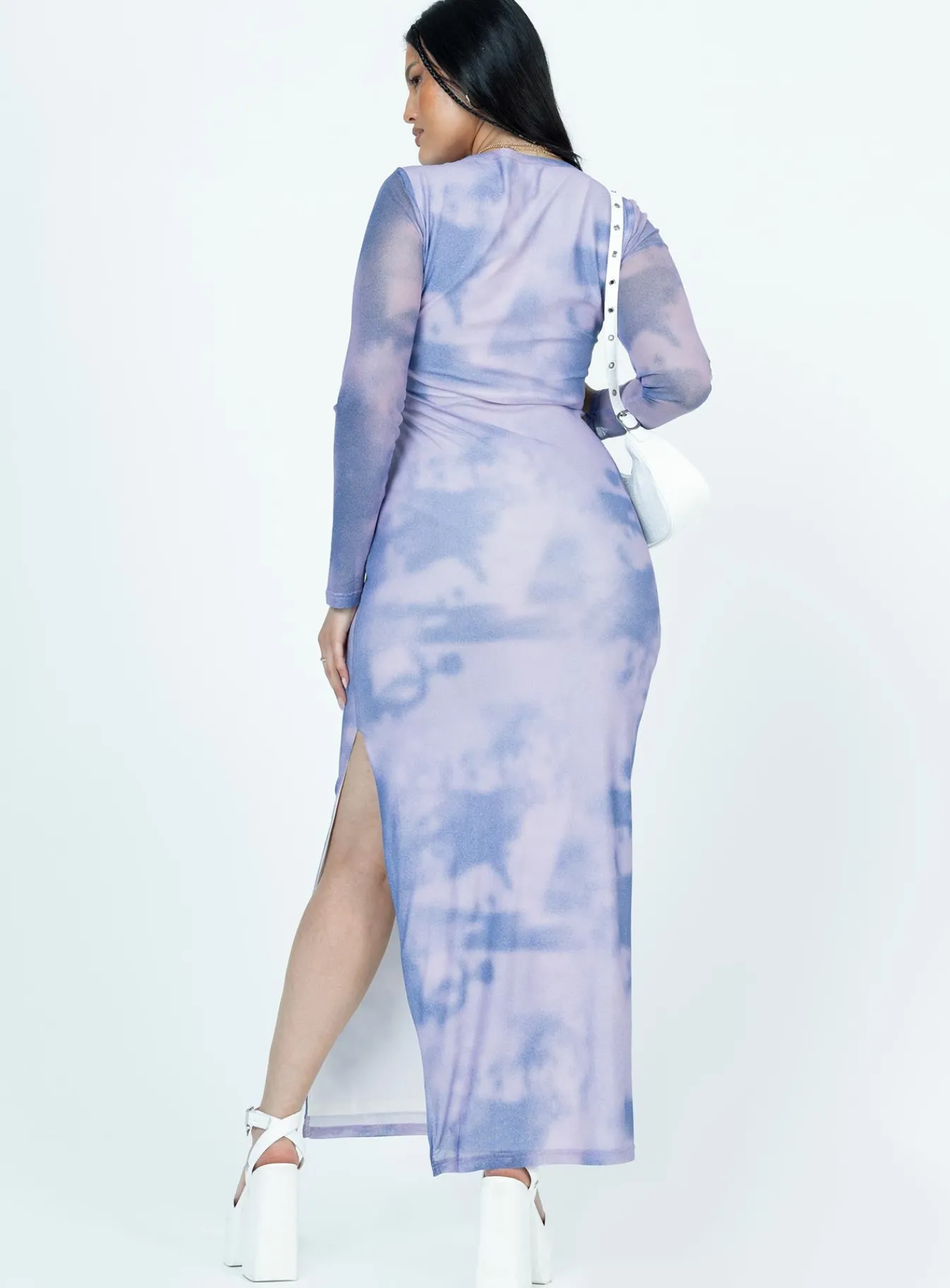 Princess Polly Harlowe Mesh Maxi Dressmulti Blue New