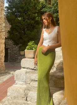 Princess Polly Harriette Maxi Skirt  Green Outlet