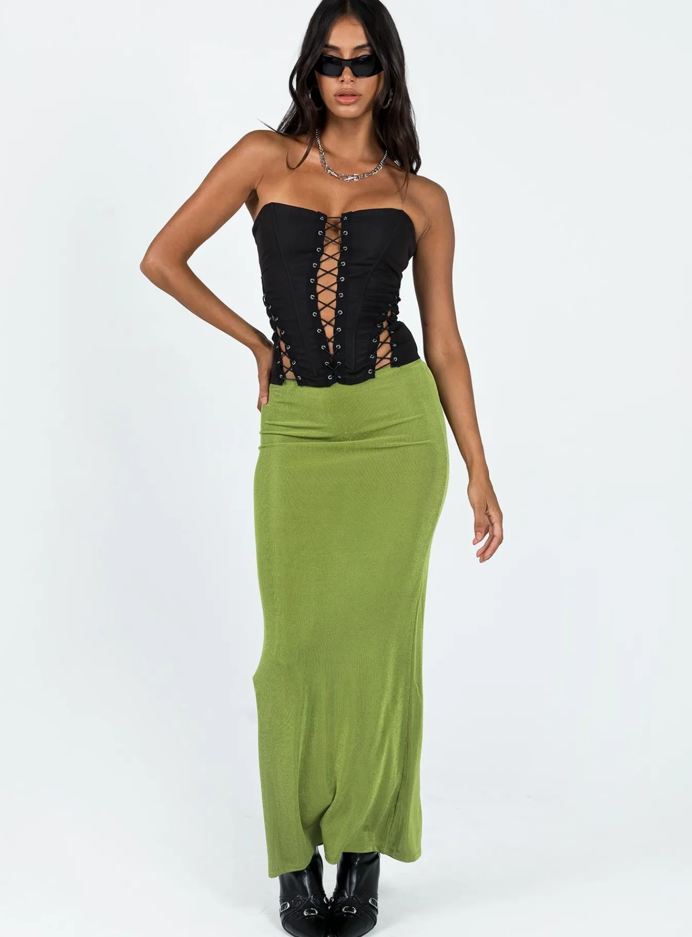 Princess Polly Harriette Maxi Skirt Green Outlet
