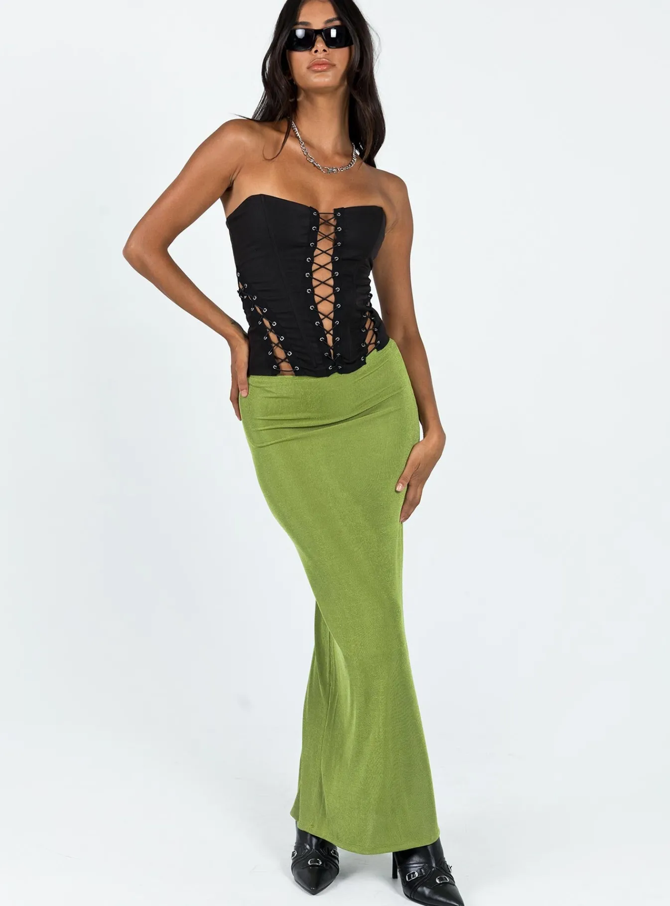 Princess Polly Harriette Maxi Skirt Green Outlet