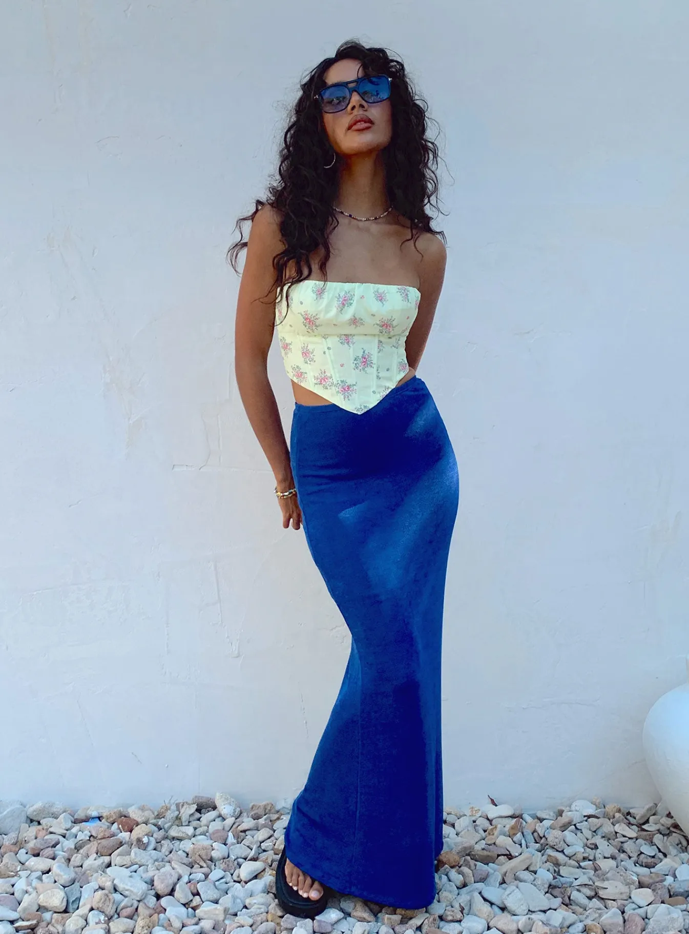 Princess Polly Harriette Maxi Skirt Blue Sale