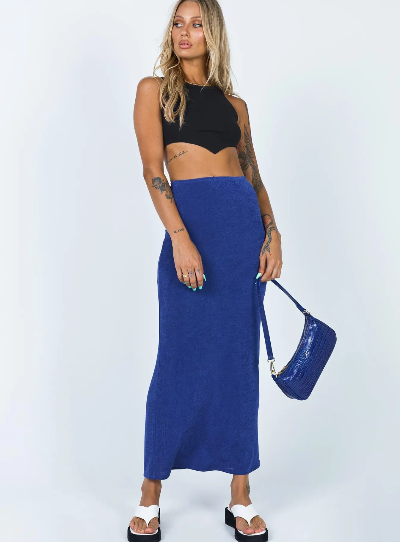 Princess Polly Harriette Maxi Skirt Blue Sale