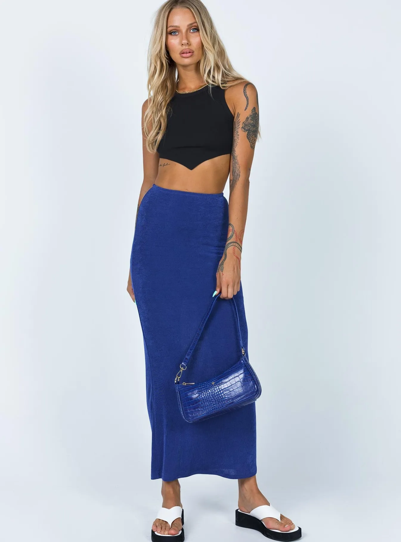 Princess Polly Harriette Maxi Skirt Blue Sale
