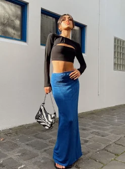 Princess Polly Harriette Maxi Skirt Blue Sale