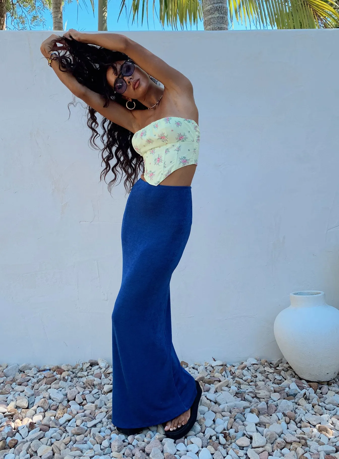 Princess Polly Harriette Maxi Skirt Blue Sale