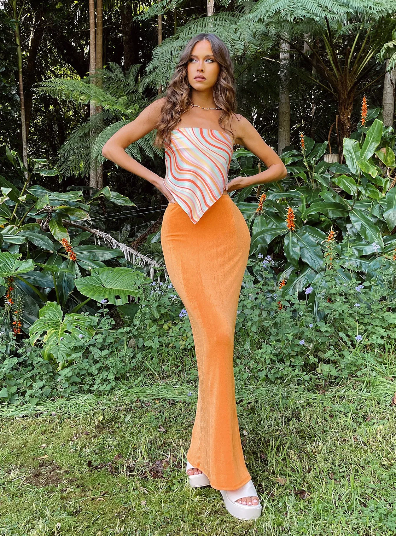 Princess Polly Harriette Maxi Skirt Orange Sale