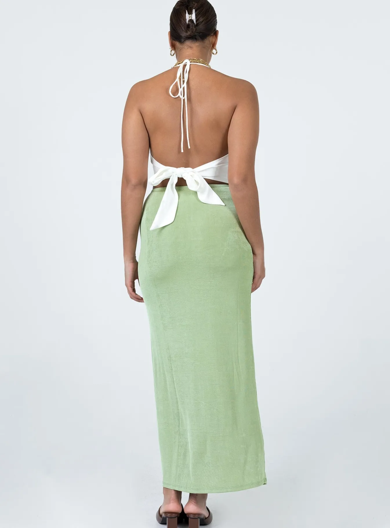 Princess Polly Harriette Maxi Skirt Sage New