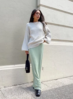 Princess Polly Harriette Maxi Skirt Sage New