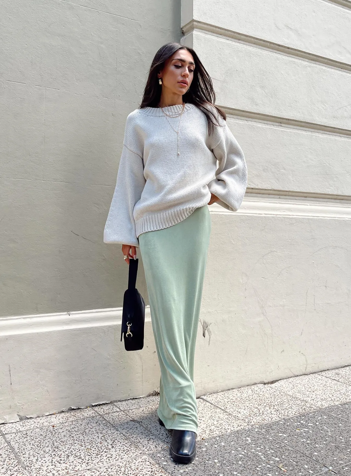 Princess Polly Harriette Maxi Skirt Sage New
