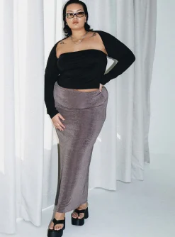 Princess Polly Harriette Maxi Skirtgrey Curve   Slate Shop