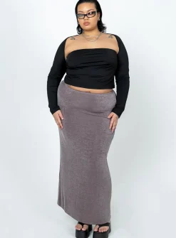 Princess Polly Harriette Maxi Skirtgrey Curve   Slate Shop