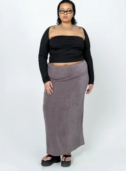 Princess Polly Harriette Maxi Skirtgrey Curve   Slate Shop