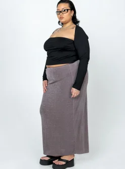 Princess Polly Harriette Maxi Skirtgrey Curve   Slate Shop