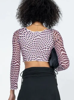 Princess Polly Harrison Long Sleeve Mesh Top/ White Black Shop