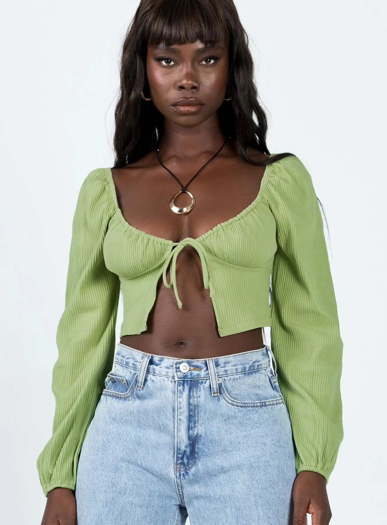 Princess Polly Hart Long Sleeve Top Green Cheap